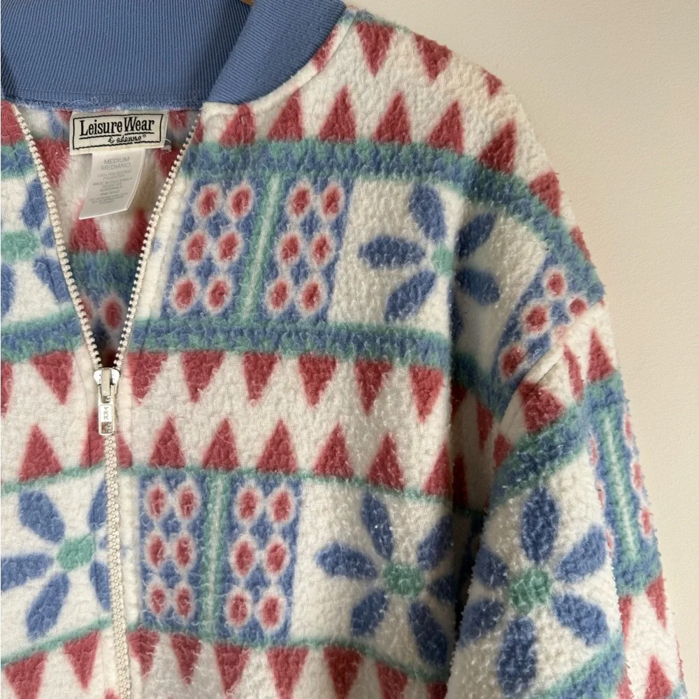 Leisure Wear Vintage VTG‎ Fleece Granny Cottage Core Zip Up House Dress Medium